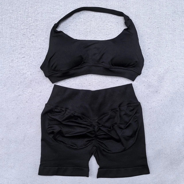 CX SPORTS BRA & SHORTS SCRUNCH GYM SET