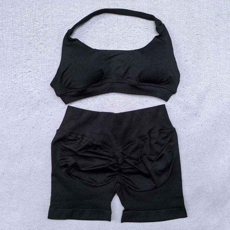 CX SPORTS BRA & SHORTS SCRUNCH GYM SET