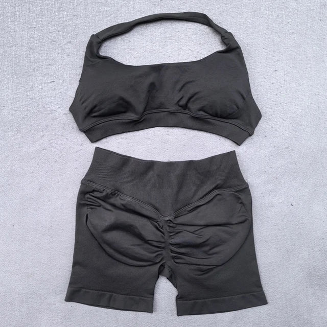 CX SPORTS BRA & SHORTS SCRUNCH GYM SET