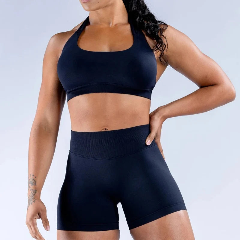 CX SPORTS BRA & SHORTS SCRUNCH GYM SET