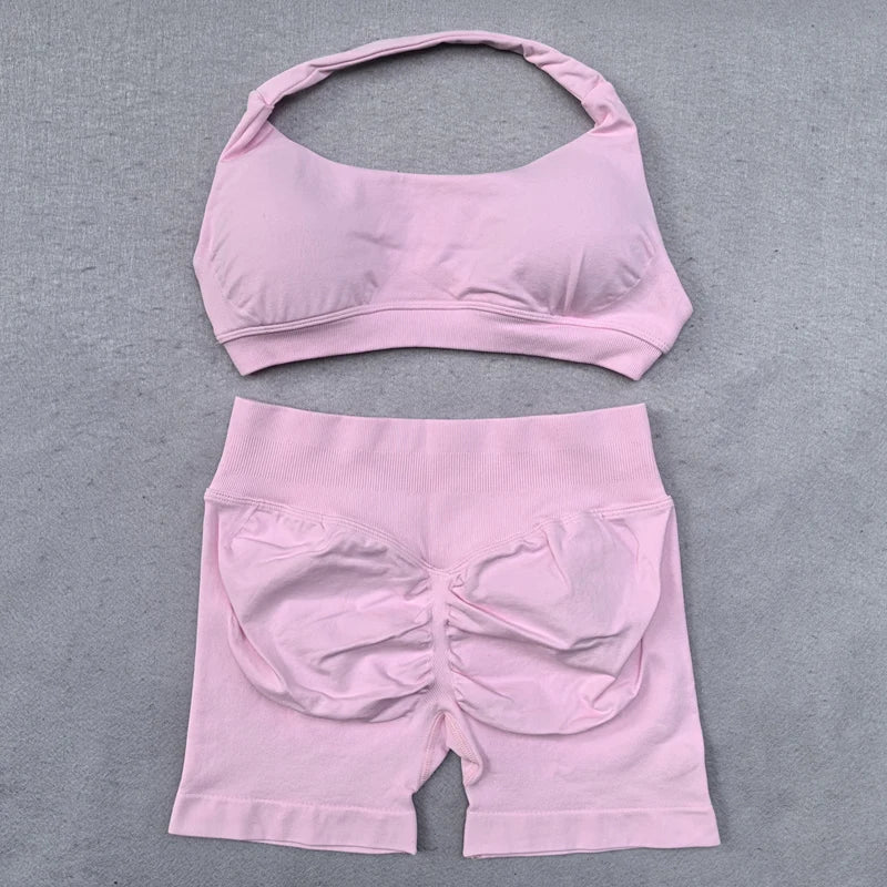 CX SPORTS BRA & SHORTS SCRUNCH GYM SET